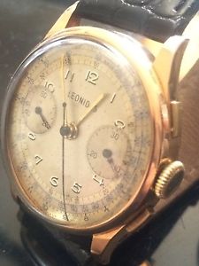 LEONIDAS 1950,s 18Kt GOLD TWIN REGISTER FLYBACK  CHRONOGRAPH GENTS WATCH