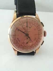 Vintage Large Size 18k Rose  CHRONOGRAPH SUISSE Winding Watch c.1950s*  38 MM