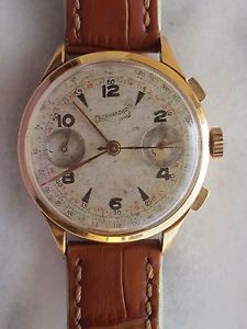 RARE VINTAGE EBERHARD&Co CHORNOGRAPHE SOLID GOLD 18K BIG SIZE 41.5MM WITH CROWN