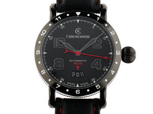 Chronoswiss Timemaster 150 Stahl PVD Automatik Armband Leder 42mm UVP 2.950.-