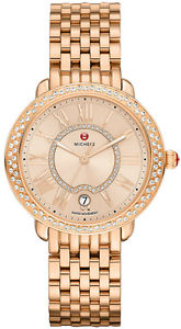 NEW MICHELE SEREIN 16 DIAMOND ROSE GOLD BEIGE DIAMOND DIAL WATCH MWW21B000078