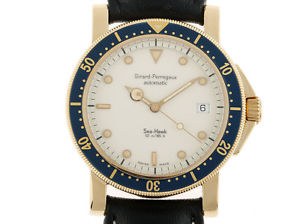 Girard Perregaux Sea Hawk Gelbgold Automatik Armband Leder 38mm Ref.7300 Vintage