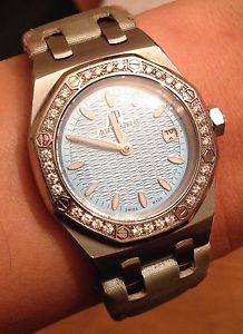 Genuine Audemars Piguet Lady Royal Oak Baby Blue Watch & Books