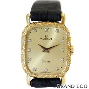 K18 GP antique quartz watches, WALTHAM women's 12 P diamond