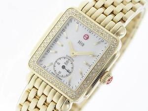 NEW MICHELE DECO 16 WHITE MOP DIAMOND BEZEL 18K GOLD MWW06V000003 MW06V01B0025
