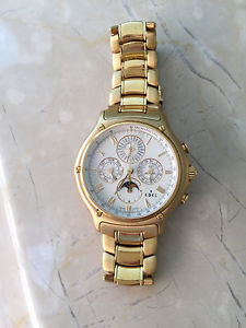EBEL 1911 AUTOMATIC PERPETUAL CHRONOGRAPH MEN'S GOLD BRACELET WATCH 8136901!!!!!