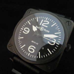 Bell & Ross Aviation Black PVD Military Automatic Men's Watch BR03-92-S-20033