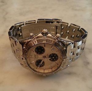 Breitling watch sirius chronograph 39mm collectable genuine white & blue dial