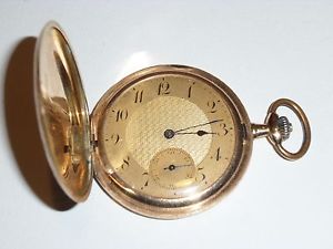 ANTIQUE 14ct GOLD FULL HUNTER  ENAMELLED MANS POCKET WATCH, EXQUISITE  L@@K
