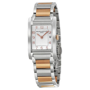 Baume and Mercier Hampton Silver Dial Steel and 18kt Rose Gold Ladies Watch