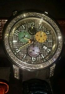 Don & Co diamond chronograph watch 5.5ct vs,Mardi Gras watch, mens diamond watch