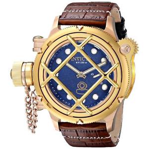 INVICTA MEN'S 52MM BROWN CALFSKIN BAND STEEL CASE MECHANICAL WATCH 16159