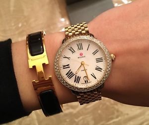 Michele Serein Diamond Watch Two Tone Head And Yellow Gold Band
