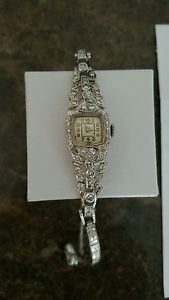 C1930 Art Deco Platinum 1 CT Diamond Cocktail Wrist Watch Working 23.483 grams
