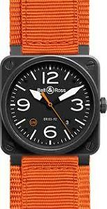 Aviation Black Dial Orange Canvas Strap Automatic Men's Watch