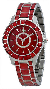 Christal Red Dial Red Ceramic Ladies Watch