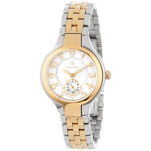 Philip Stein Womens 44TG-FMOP-SS5TG Round Two-Tone Gold Plated Mother-Of-Pearl B