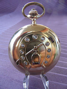 Goldene Savonette Herrentaschenuhr 14k alle 3 Deckel Gold 585 mit 11 Diamanten