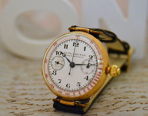 TH PICARD FILS VINTAGE MONOPUSHER CHRONOGRAPH WATCH UHR MONTRE, 18K SOLID GOLD