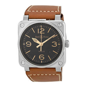 Bell and Ross Aviation Gold Heritage Leather Mens Watch BR0392-GOLD-HER