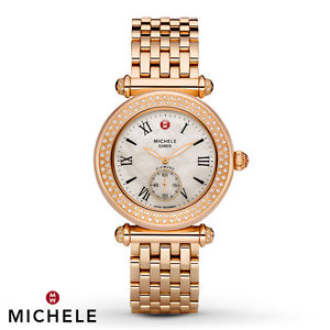 Michele Rose Gold Diamond Caber Ladies Watch MWW16A000044 Box Refurbished NIB
