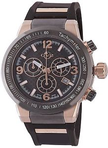 GV2 by Gevril Men's 8202 Novara Chronograph Rose-Gold Black Silicone Watch