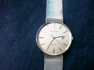 BULOVA QUARTZ SOLID 9CT GOLD WATCH AND STRAP WITH BULOVA WATCH BOX