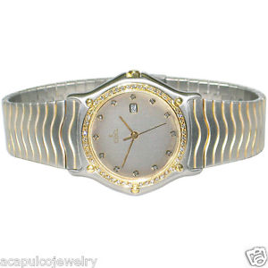 EBEL Wave Classique 18K Gold & Stainless Steel Men's Diamond Watch Pre-Owned