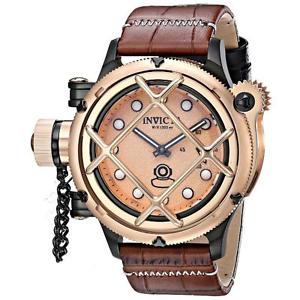 INVICTA MEN'S 52MM TWO TONE CALFSKIN BAND STEEL CASE MECHANICAL WATCH 16362
