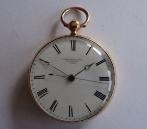 18CT GOLD ENGLISH GENTLEMAN'S CENTRE SECONDS POCKET WATCH, PENLINGTON LIVERPOOL