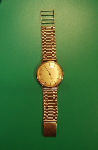 VINTAGE 18ct GOLD GENTS WRISTWATCH MENS FAVRE LEUBA & 9ct GOLD BRACELET EX-/VG+