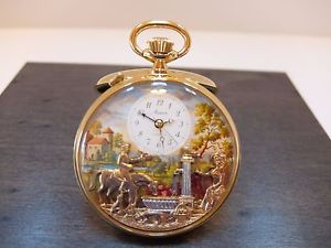 VINTAGE REUGE MUSIC BOX AUTOMATON MUSICAL ALARM POCKET WATCH (WATCH VIDEO)