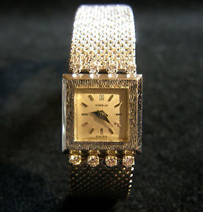 1960's GUBELIN LADIES 18ct WHITE GOLD & DIAMONDS BRACELET WATCH