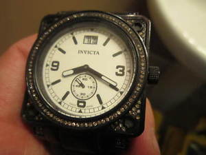 INVICTA LADIES 3 CARAT DIAMOND CORDUBA SWISS MADE #4855 BLACK IP BIG DATE RARE!
