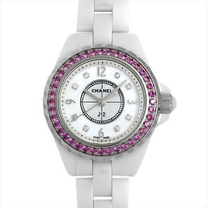 Used Watch CHANEL J12 white ceramic 8P diamond pink sapphire bezel H3243 I6W