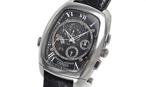 Used Watch Men Citizen Kanpanora Perpetual Calendar CTU57-0685 quartz black Y4A