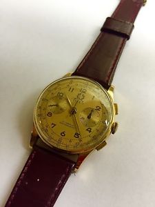 Rare Vintage Titus Genève 18k Gold Chronograph Swiss Mens Watch Landeron 48