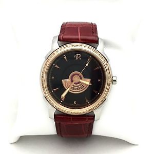 PERRELET GOLD ECLIPSE SS &18K Rose Gold Watch Diamonds Skeleton Back Alligator B