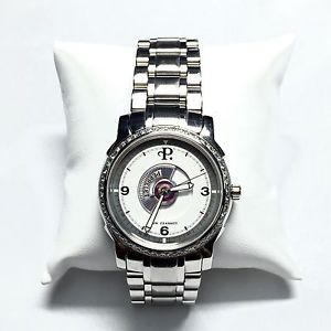 Automatic PERRELET Le Locle Stainless Steel Watch w/ Diamonds & Skeleton Back