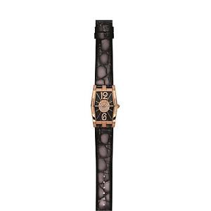CHARMEX NIZZA DAMEN DIAMANTEN SCHWARZ LEDER ARMBAND EDELSTAHL GEHÄUSE UHR 6077
