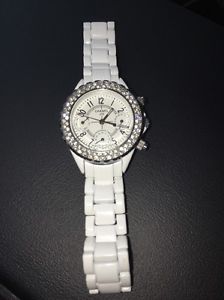 Womens Chanel J12 Ceramic Diamonds Chronograph White 50713 Automatic Swiss Made
