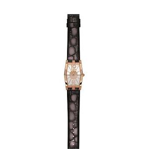 CHARMEX NIZZA DAMEN DIAMANTEN SCHWARZ LEDER ARMBAND EDELSTAHL GEHÄUSE UHR 6075