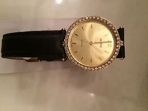 Vintage Continental Geneve 14K Solid Yellow Gold Diamond Bezel Women's Watch
