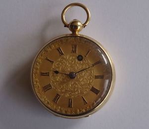 ANTIQUE 18CT GOLD ENGLISH GENTLEMAN'S POCKET WATCH, MERRILL, RICHMOND, c1836