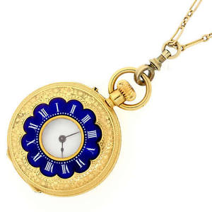 Antique Victorian Solid 18k Gold Pocket Watch Pendant 14k Necklace Fob Swiss