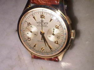 WAN WIT CRONOGRAFO  IN ORO 18 Kt.38 mm.DIAM.,ANTIMAGNETICO,vetro brev.ISOFLEX