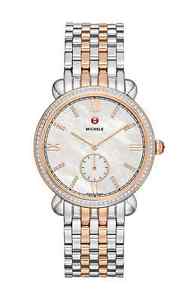 NEW MICHELE GRACILE TWO-TONE ROSE GOLD DIAMOND WOMEN'S WATCH MWW26A000005