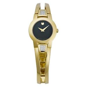 MOVADO AMOROSA DAMEN DIAMANTEN 23MM GOLD ËDELSTAHL ARMBAND & GEHÄUSE UHR 604984