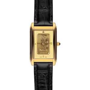CHARMEX UNISEX GOLD INGOT HERREN & DAMEN SCHWARZ LEDER ARMBAND UHR 1560
