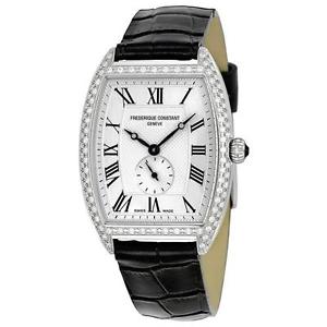 FREDERIQUE CONSTANT ART DECO DAMEN SCHWARZ LEDER ARMBAND UHR FC-235M3TPV6